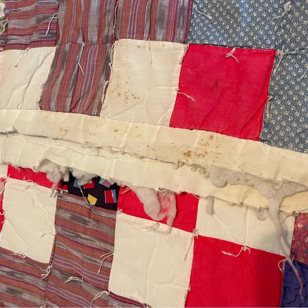 Handmade Patchwork Quilt - Red Multi